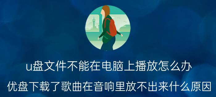 u盘文件不能在电脑上播放怎么办 优盘下载了歌曲在音响里放不出来什么原因？